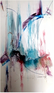 0957 - Effervescence, Acrylique mixte 60" H x 36" L, Prix:1,100$